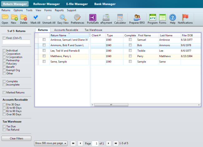 Hyperlink: Return Manager